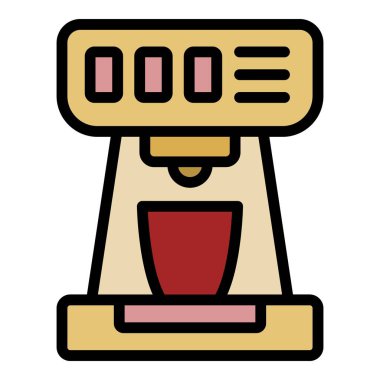 Ev kahve makinesi simgesi renk ana hatları vektörü