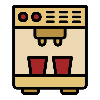 Modern kahve makinesi simgesi renk ana hatları vektörü