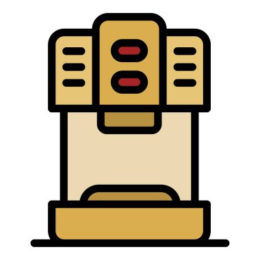 Küçük kahve makinesi simgesi renk ana hatları vektörü