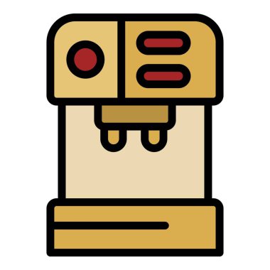 Plastik kahve makinesi simgesi renk ana hatları vektörü