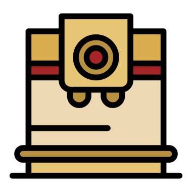 Kare kahve makinesi simgesi renk ana hatları vektörü