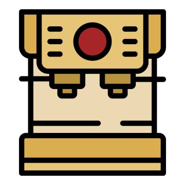 Yüksek sınıf kahve makinesi simgesi renk ana hatları vektörü