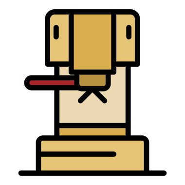 Mini kahve makinesi simgesi renk ana hatları vektörü