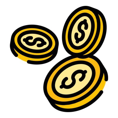 Üç sikke simgesi renk dış hat vektörü