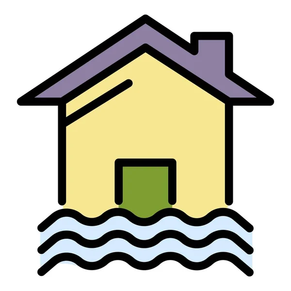 House and water icon color outline vector — Stock Vector