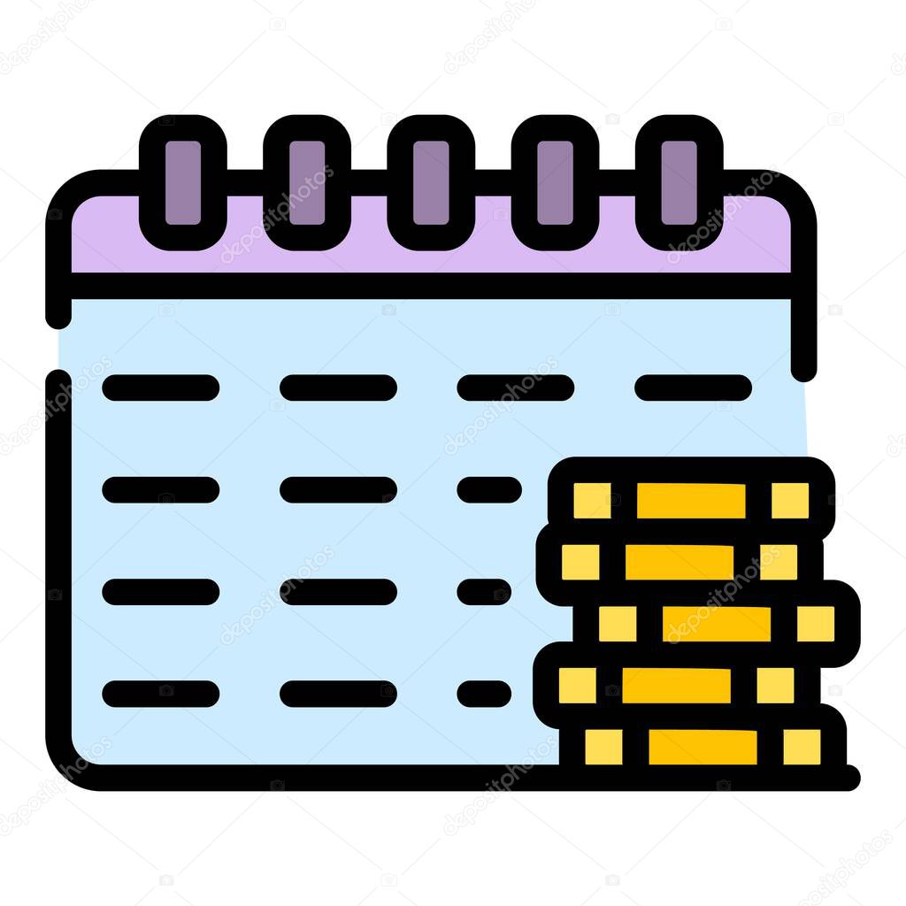 Calendar and money icon color outline vector