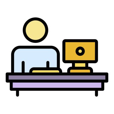 Adam envanter simgesi renk ana hatları vektörünü başlat