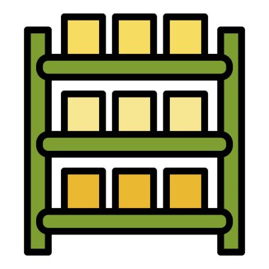 Depo parsel raf simgesi renk ana hatları vektörü