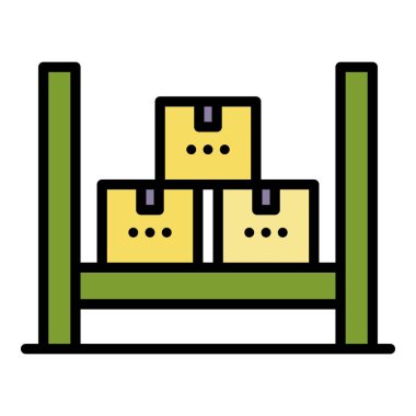 Lojistik parsel yığın renk ana hatları vektörü