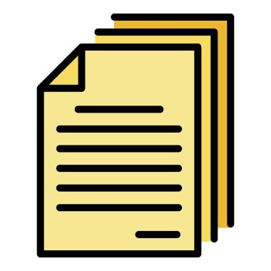 Çevrimiçi parsel kağıt simgesi renk ana hatları vektörü