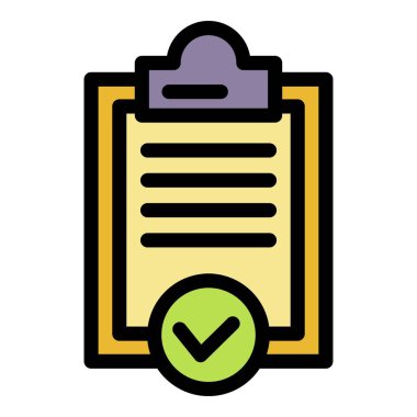 Onaylanmış pano simgesi renk ana hatları vektörü