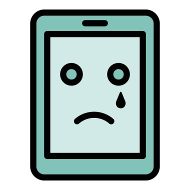 Kırık akıllı telefon simgesi renk ana hatları vektörü