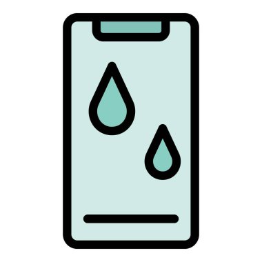 Sualtı akıllı telefon simgesi renk ana hatları vektörü