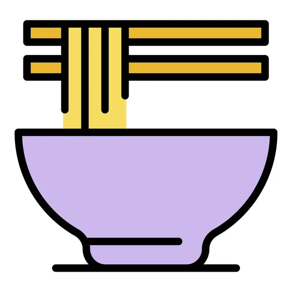 Icono de ramen asiático color contorno vector — Vector de stock
