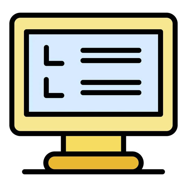 Spis komputer monitor ikona kolor zarys wektor — Wektor stockowy