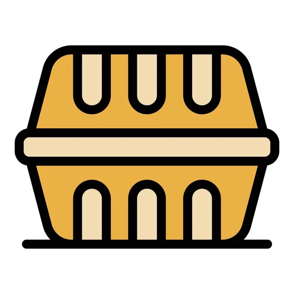 Kunststoff Lunchbox Symbol Farbe Umrissvektor — Stockvektor