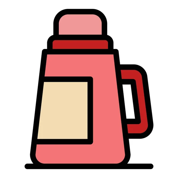 Plastic thermos icon color outline vector — Stock Vector