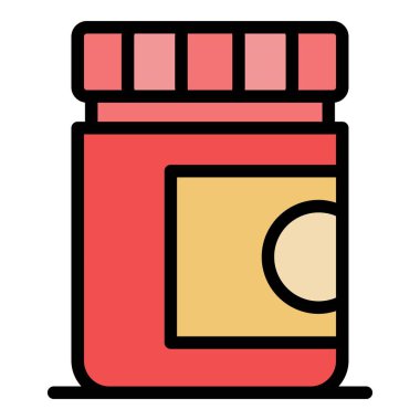 Plastik tıbbi kavanoz simgesi renk ana hatları vektörü