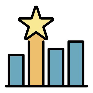 Ünlülerin ödül simgesi renk ana hatları vektörü