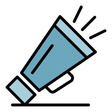 Sinema megafon simgesi renk ana hatları vektörü