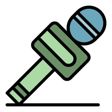 Röportaj mikrofon simgesi renk ana hatları vektörü