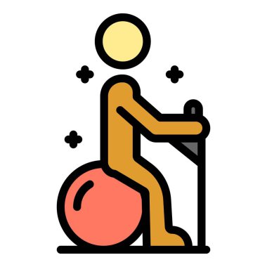 Omurga rehabilitasyon simgesi renk ana hatları vektörü