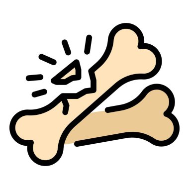 Kırık kemik simgesi renk ana hatları vektörü