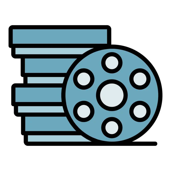 Kino-Spule Symbol Farbe Umrissvektor — Stockvektor