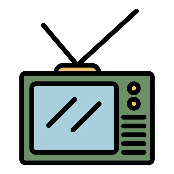 Tv set icon color outline vector — Stock Vector