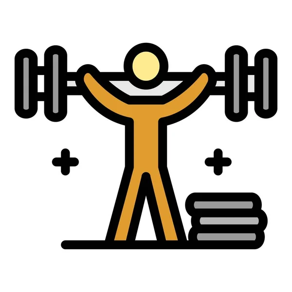 Man lift up dumbbell icon color outline vector — Stock Vector