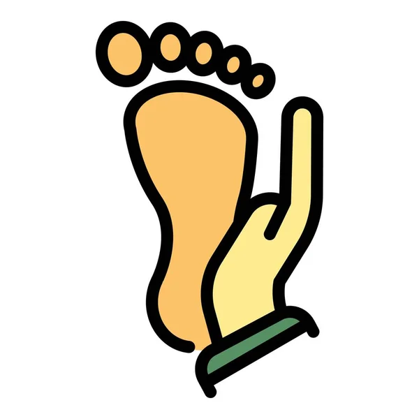 Ícone de massagem nos pés vetor de contorno de cor — Vetor de Stock