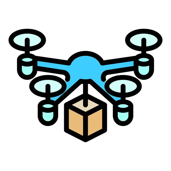 City drone delivery icon color outline vector — Stock Vector