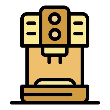 Kahve makinesi simgesi renk ana hatları vektörü