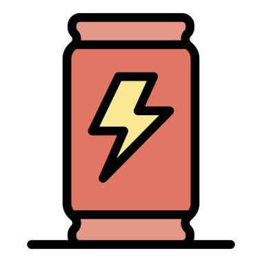 Kokteyl enerji içeceği ikonu renk ana hatları vektörü