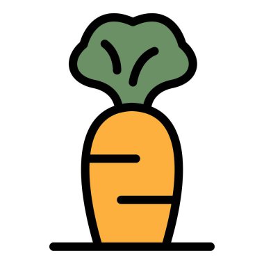 Bahçe havucu simgesi renk ana hatları vektörü