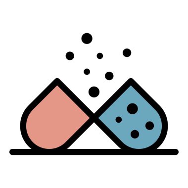 Tıbbi kapsül simgesi renk ana hatları vektörü