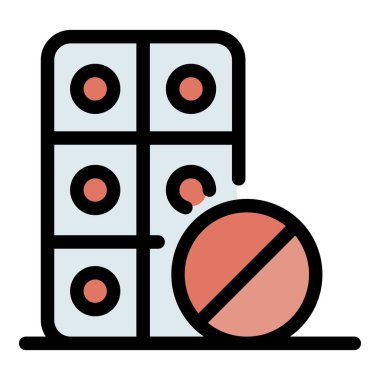 Ağrı kesici simge renk ana hatları vektörü