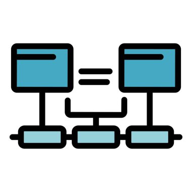 İnternet teknolojileri simgesi renk ana hatları vektörü