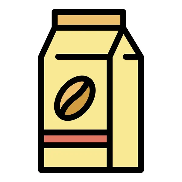 Café grão pacote ícone cor esboço vetor —  Vetores de Stock