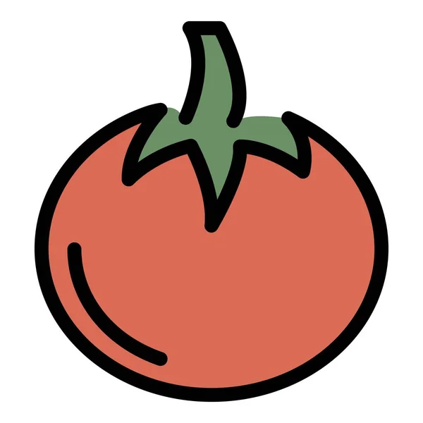 Vetor de contorno de cor de ícone de tomate fresco — Vetor de Stock