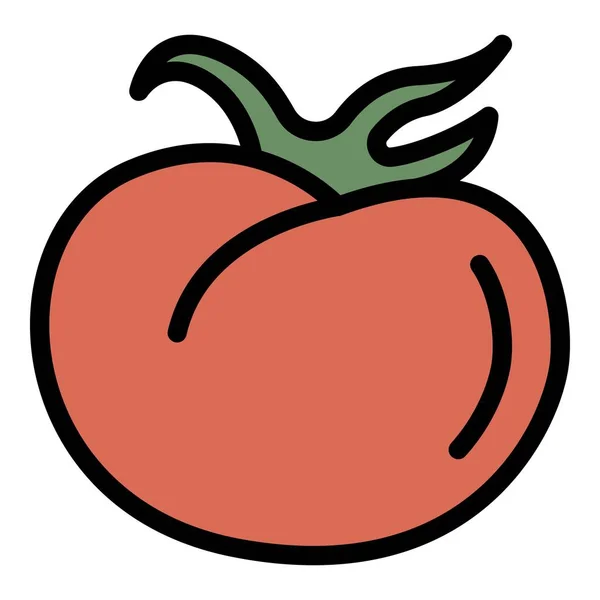 フードトマトアイコンカラーアウトラインベクトル — ストックベクタ