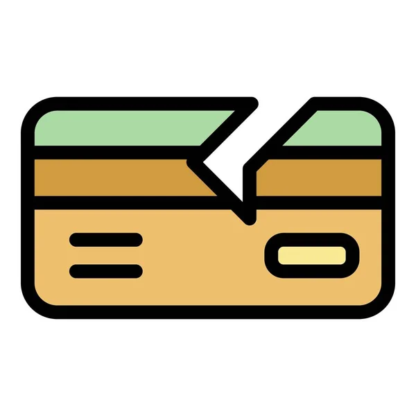 Broken credit card icon color outline vector — Vector de stock