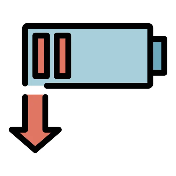 Entladene Batterie Symbol Farbe Umrissvektor — Stockvektor