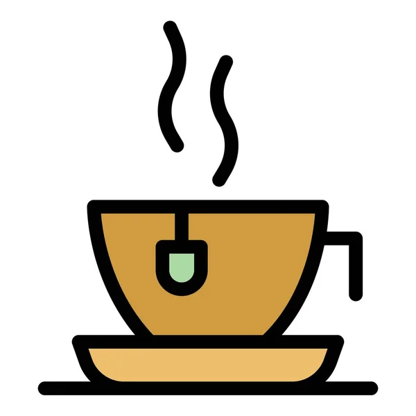 Taza de té caliente icono color contorno vector — Vector de stock