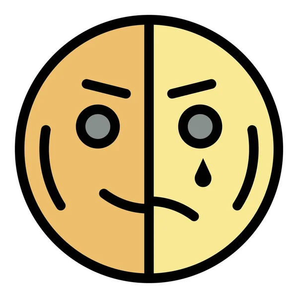 Šťastný napůl smutný emoji ikona barva obrysu vektor — Stockový vektor
