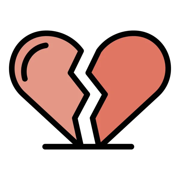 Corazón roto icono color contorno vector — Archivo Imágenes Vectoriales