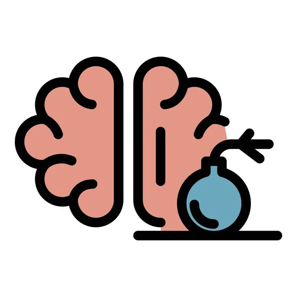 Bomba ból mózgu ikona kolor zarys wektor — Wektor stockowy