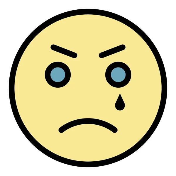 Chorando emoji ícone cor contorno vetor —  Vetores de Stock