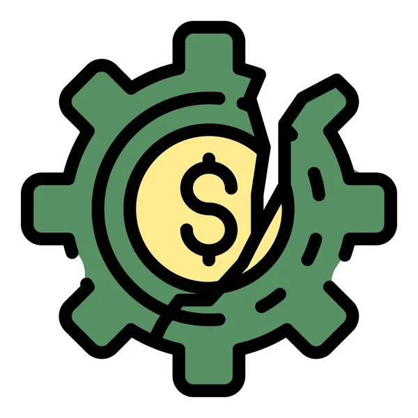 Cracked money wheel icon color outline vector — Stock Vector