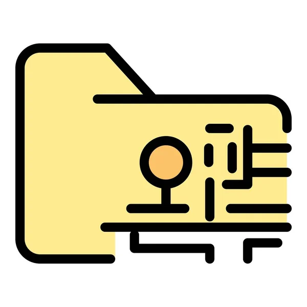 Dossier et icône de carte électronique couleur contour vecteur — Image vectorielle